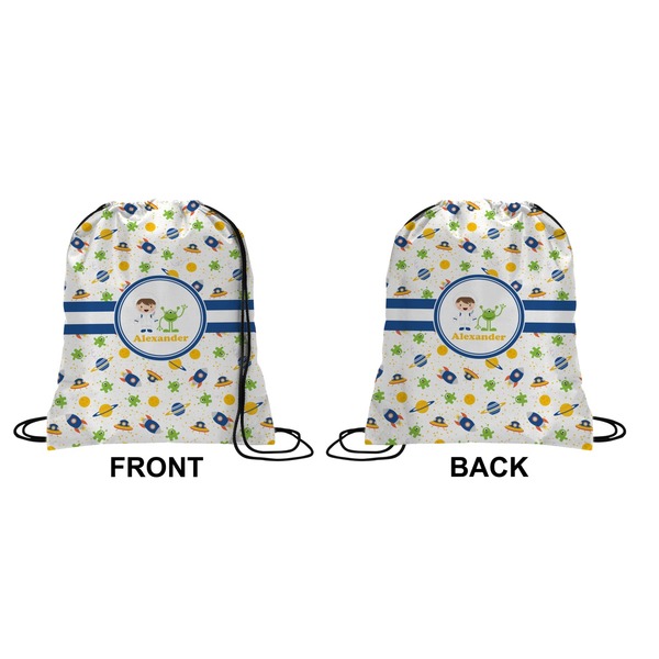 Boy's Space Themed Drawstring Backpack Front & Back Small