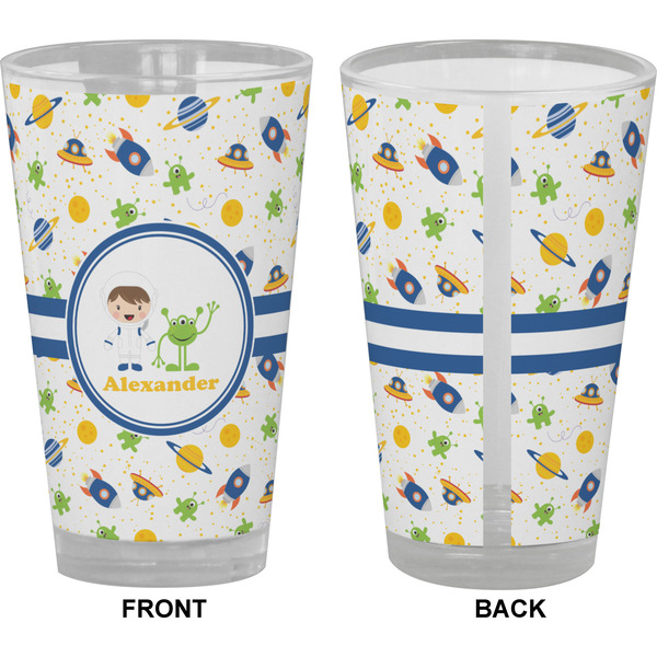 Boy's Space Themed Pint Glass - Full Color - Front & Back Views