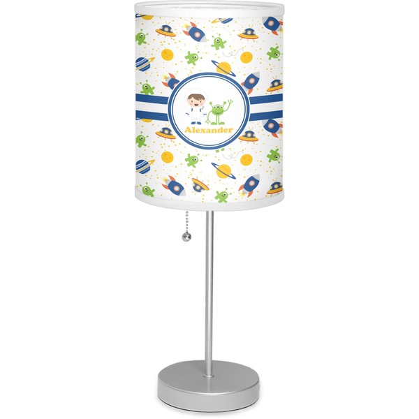 Custom Boy's Space Themed 7" Drum Lamp with Shade Linen (Personalized)