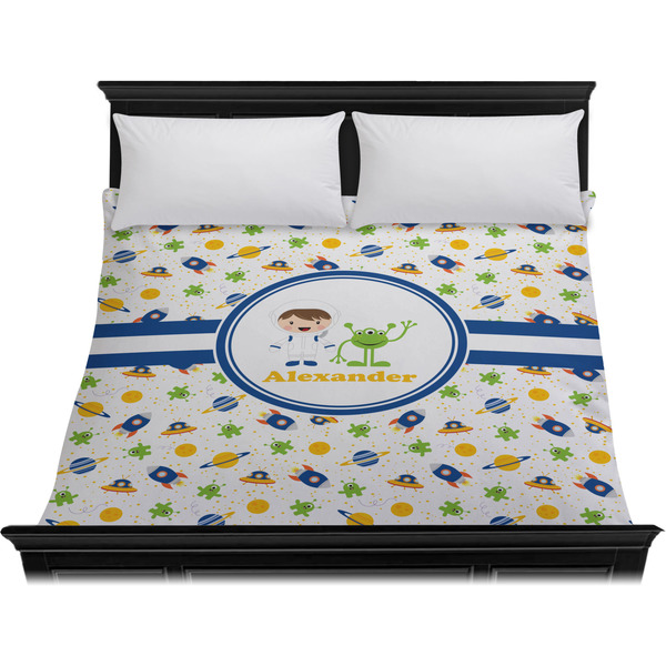 Boy's Space Themed Duvet Cover - King - On Bed - No Prop