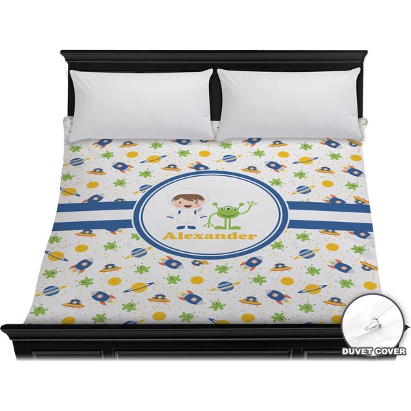 Custom Boy's Space Themed Duvet Cover - King (Personalized)