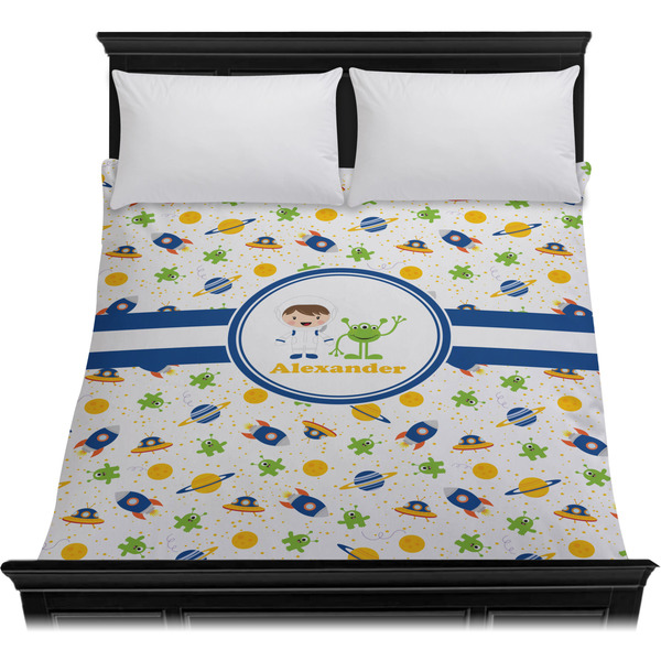 Boy's Space Themed Duvet Cover - Queen - On Bed - No Prop