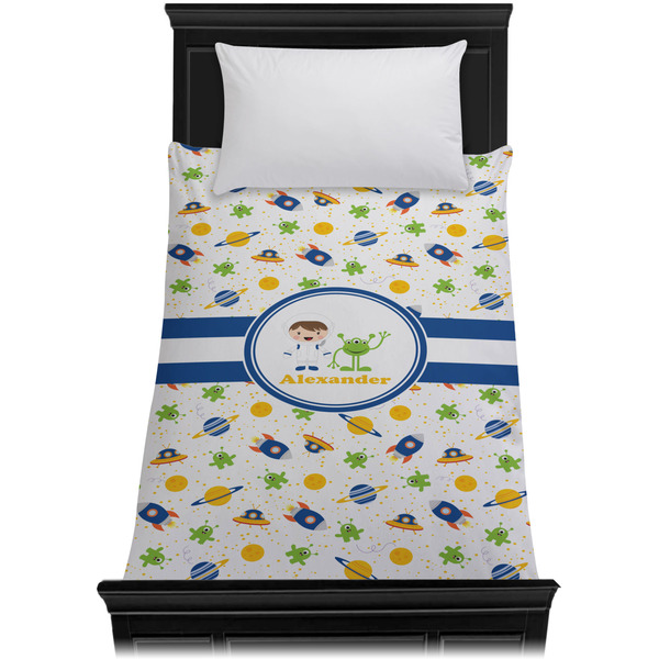 Boy's Space Themed Duvet Cover - Twin - On Bed - No Prop
