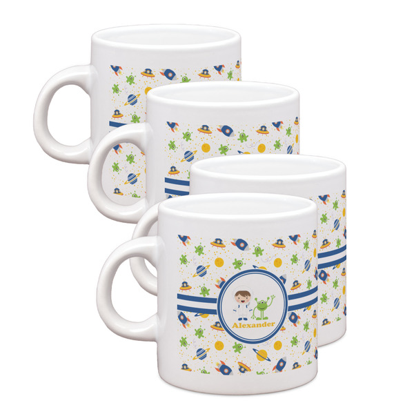 Custom Boy's Space Themed Single Shot Espresso Cups - Set of 4 (Personalized)
