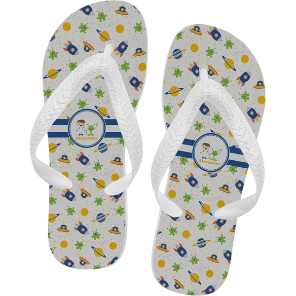 Custom Boy's Space Themed Flip Flops - Small (Personalized)