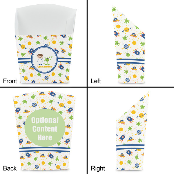 Boy's Space Themed French Fry Favor Box - Front & Back View