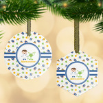 Boy's Space Themed Flat Glass Ornament w/ Name or Text