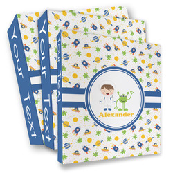 Boy's Space Themed 3 Ring Binder - Full Wrap (Personalized)