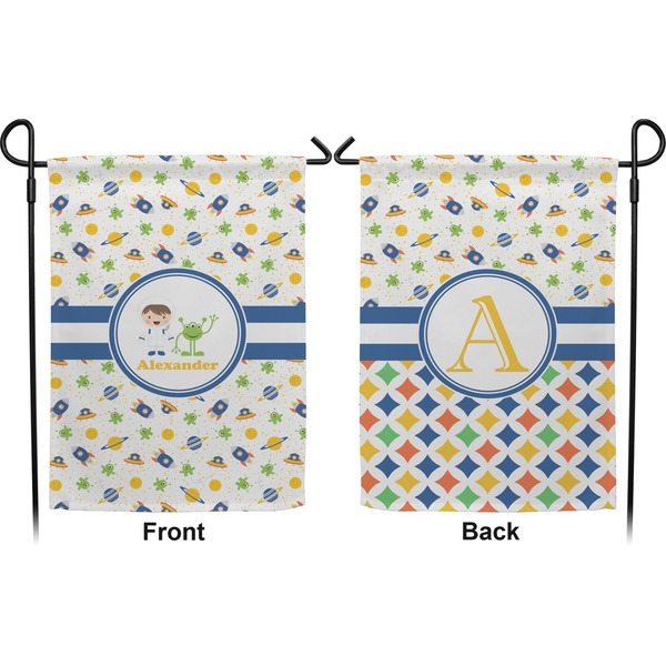 Boy's Space Themed Garden Flag - Double Sided Front and Back