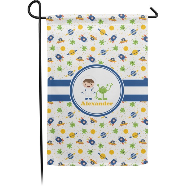 Custom Boy's Space Themed Small Garden Flag - Double Sided w/ Name or Text