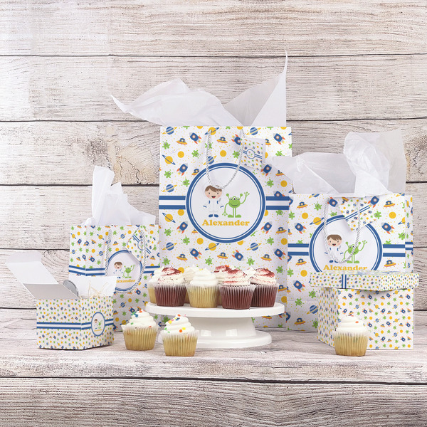 Boy's Space Themed Gift Bags - In Context