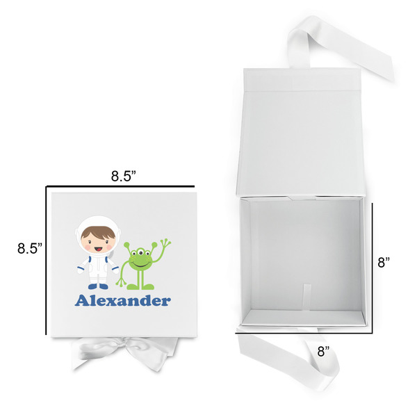 Boy's Space Themed Gift Boxes with Magnetic Lid - White - Open & Closed