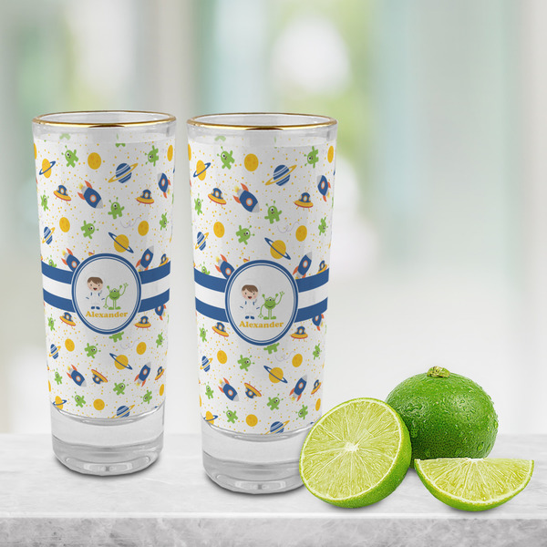 Boy's Space Themed Glass Shot Glass - 2 oz - LIFESTYLE