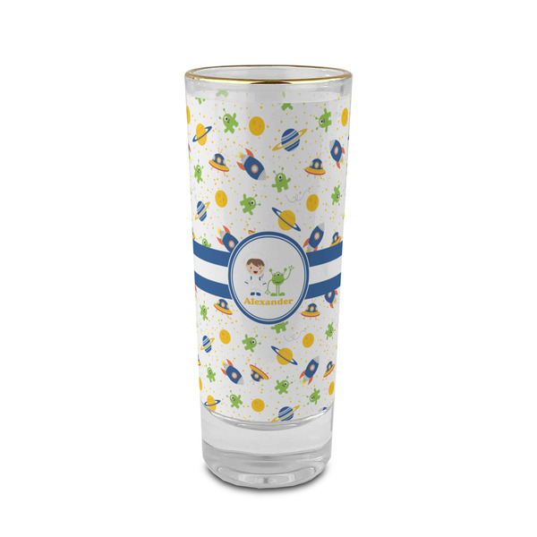 Custom Boy's Space Themed 2 oz Shot Glass - Glass with Gold Rim (Personalized)