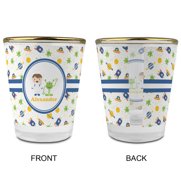Boy's Space Themed Glass Shot Glass - with gold rim - APPROVAL