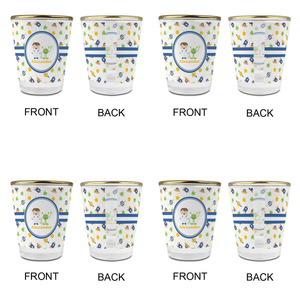 Boy's Space Themed Glass Shot Glass - with gold rim - Set of 4 - APPROVAL