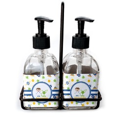 Boy's Space Themed Glass Soap & Lotion Bottle Set (Personalized)