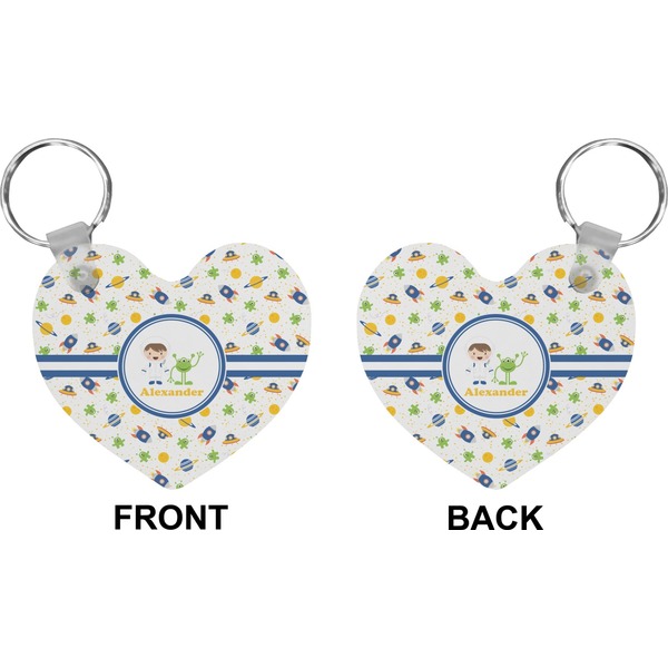 Boy's Space Themed Heart Keychain (Front + Back)