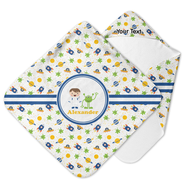 Custom Boy's Space Themed Hooded Baby Towel (Personalized)