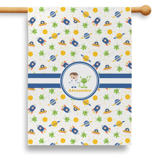 Custom Boy's Space Themed 28" House Flag - Double Sided (Personalized)
