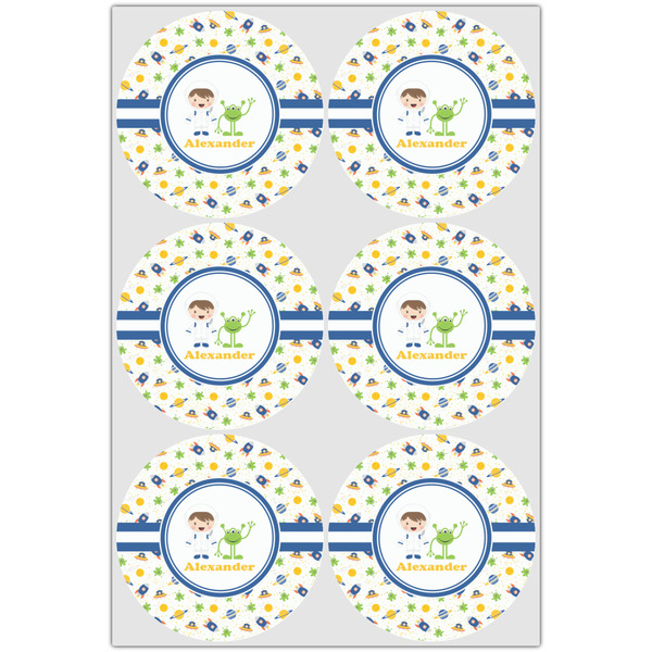 Boy's Space Themed Icing Circle - Large - Set of 6