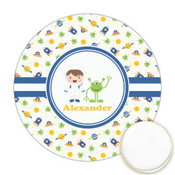 Boy's Space Themed Printed Cookie Topper - Round (Personalized)