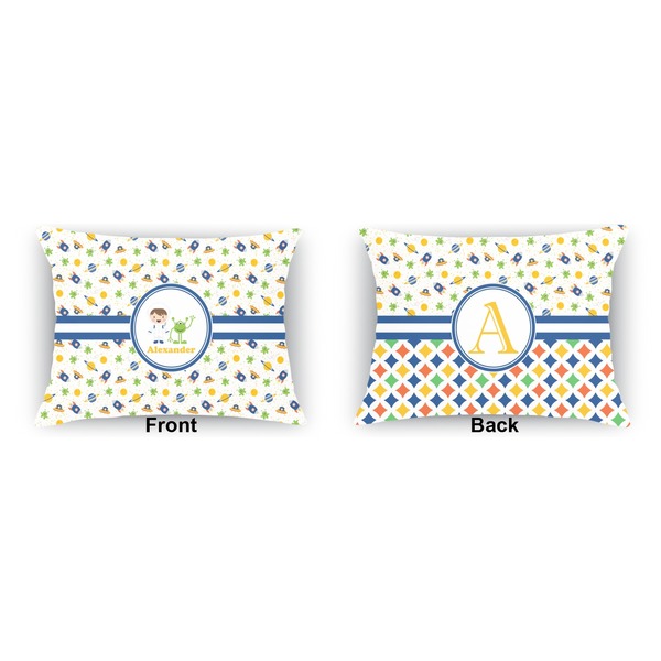 Boy's Space Themed  Indoor Rectangular Burlap Pillow (Front and Back)