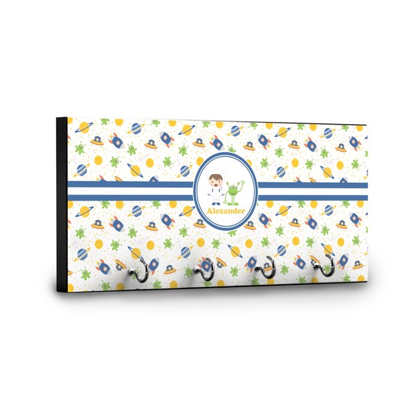 Boy's Space Themed Key Hanger - Front View with Hooks