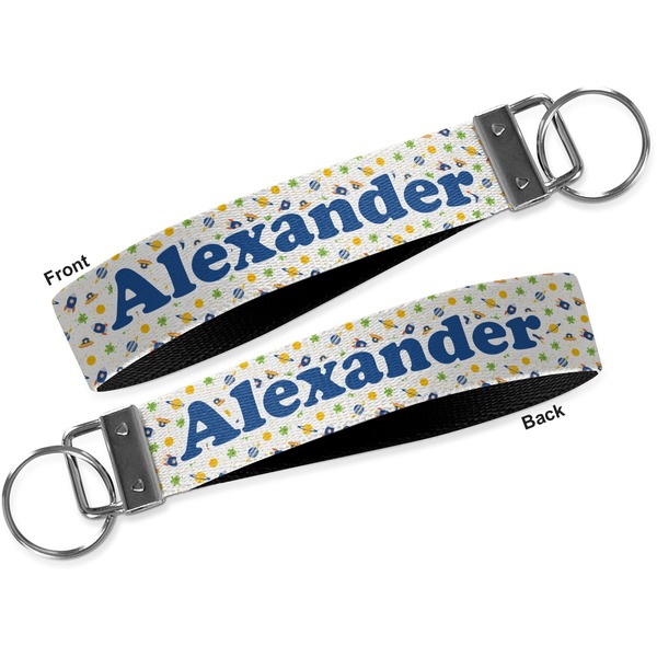 Boy's Space Themed Key-chain - Metal and Nylon - Front and Back