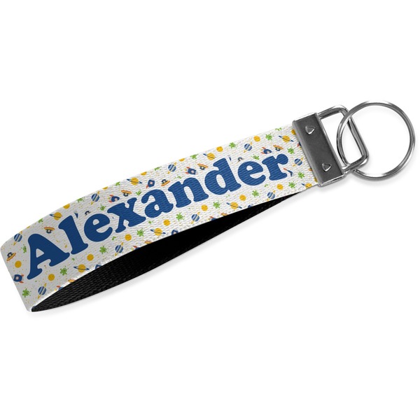 Custom Boy's Space Themed Webbing Keychain Fob - Large (Personalized)