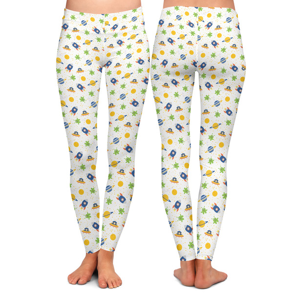 Boy's Space Themed Ladies Leggings - Front and Back