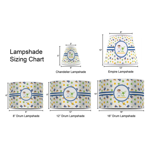Boy's Space Themed Lampshade Sizing Chart