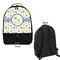 Boy's Space Themed Large Backpack - Black - Front & Back View