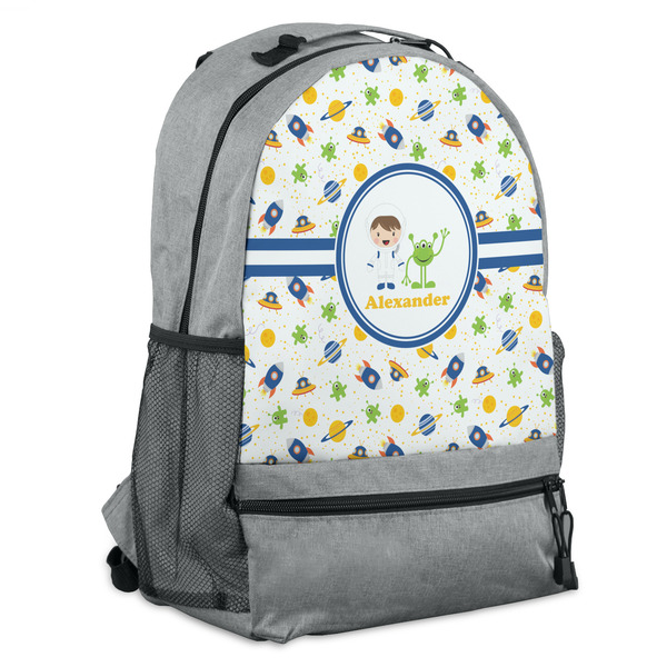 Custom Boy's Space Themed Backpack - Grey (Personalized)