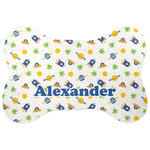 Boy's Space Themed Bone Shaped Dog Food Mat (Personalized)