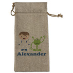 Boy's Space Themed Large Burlap Gift Bag - Front (Personalized)