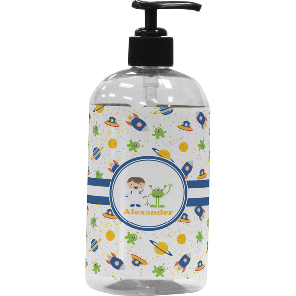 Custom Boy's Space Themed Plastic Soap / Lotion Dispenser (16 oz - Large - Black) (Personalized)