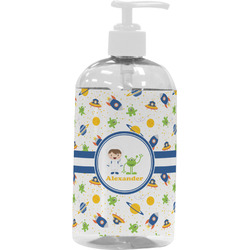 Boy's Space Themed Plastic Soap / Lotion Dispenser (16 oz - Large - White) (Personalized)