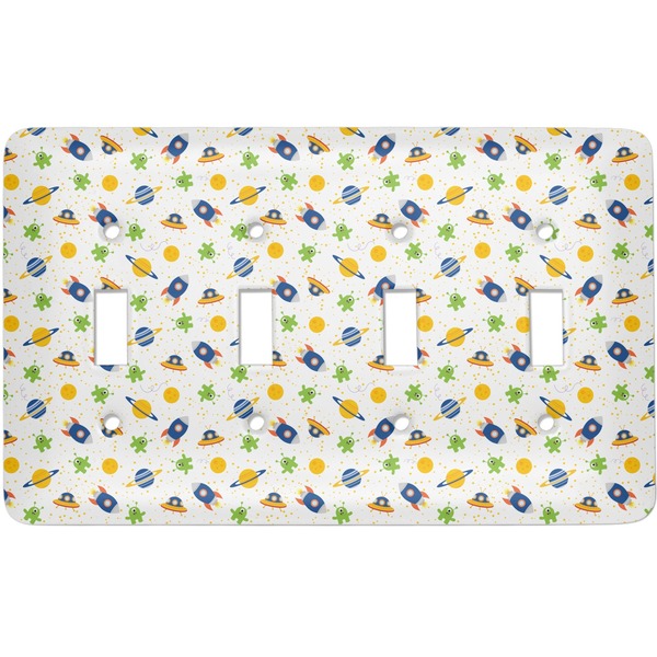 Custom Boy's Space Themed Light Switch Cover (4 Toggle Plate)