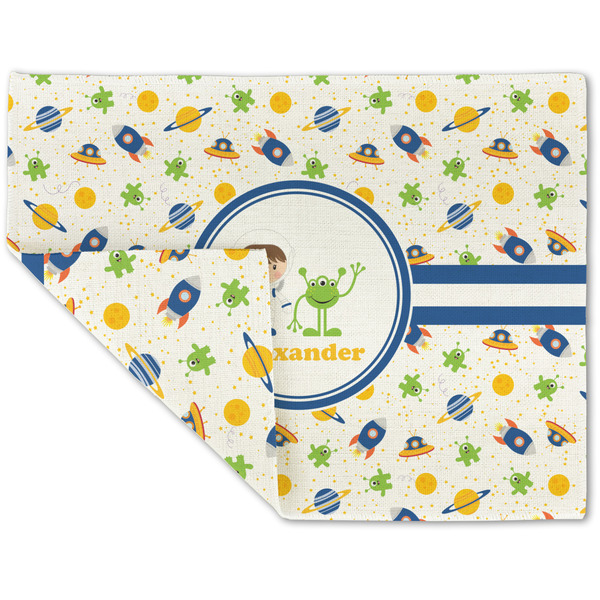 Custom Boy's Space Themed Double-Sided Linen Placemat - Single w/ Name or Text