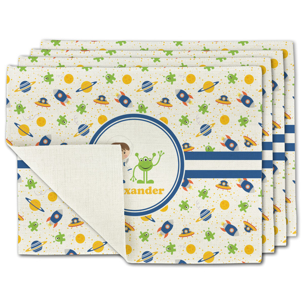 Custom Boy's Space Themed Single-Sided Linen Placemat - Set of 4 w/ Name or Text