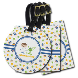 Boy's Space Themed Plastic Luggage Tag (Personalized)