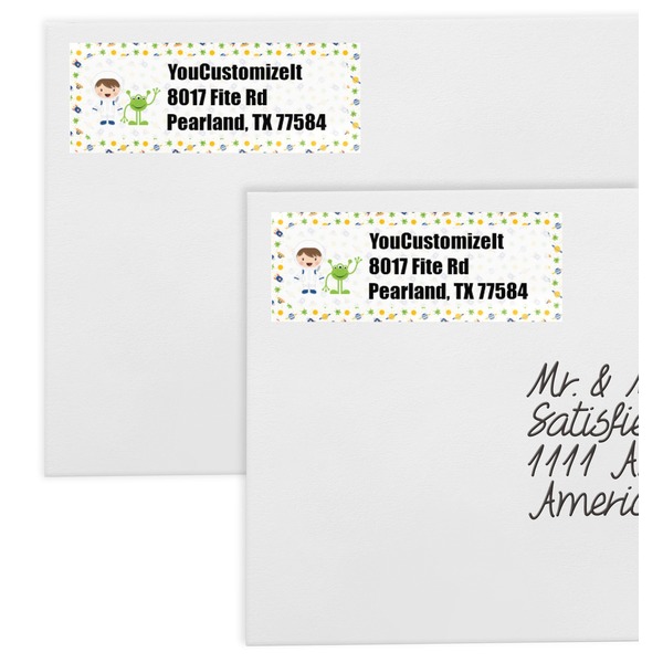 Boy's Space Themed Mailing Labels - Double Stack Close Up