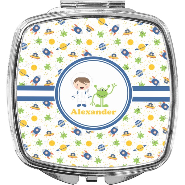 Custom Boy's Space Themed Compact Makeup Mirror (Personalized)