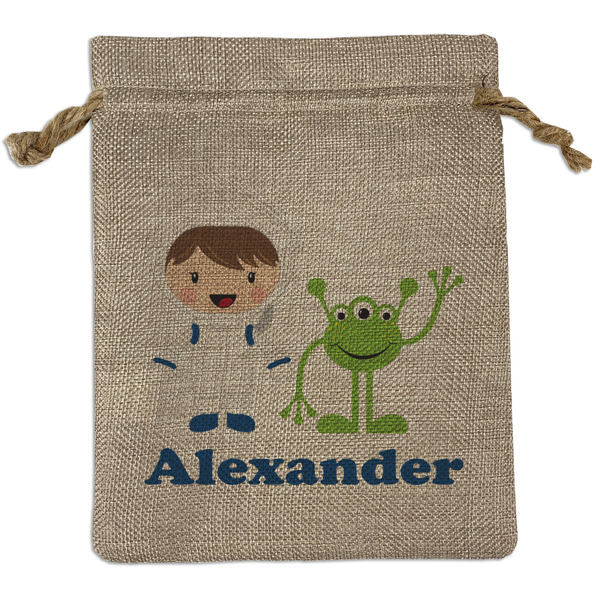 Custom Boy's Space Themed Burlap Gift Bag (Personalized)