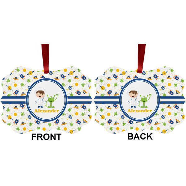 Boy's Space Themed Metal Benilux Ornament - Front and Back (APPROVAL)