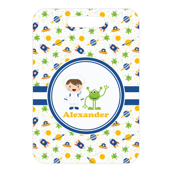 Boy's Space Themed Metal Luggage Tag - Front Without Strap