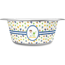 Boy's Space Themed Stainless Steel Dog Bowl - Medium (Personalized)