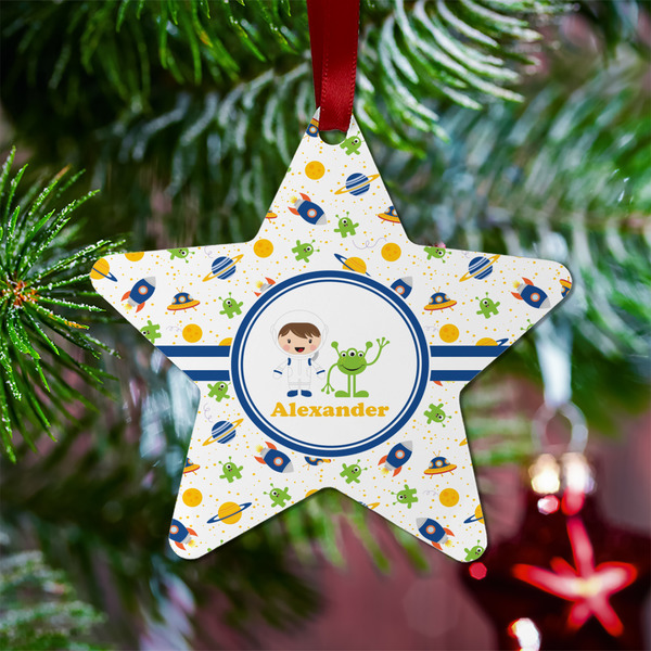 Boy's Space Themed Metal Star Ornament - Lifestyle