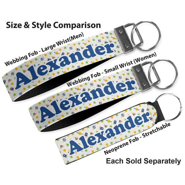 Boy's Space Themed Multiple Key Ring comparison sizes